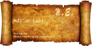 Módi Emil névjegykártya